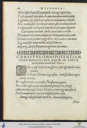 Christus omnipotentiam suam miraculosa aquae in vinum