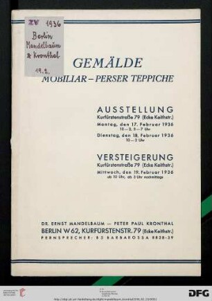 Gemälde, Mobiliar, Perser Teppiche : 19. Februar 1936