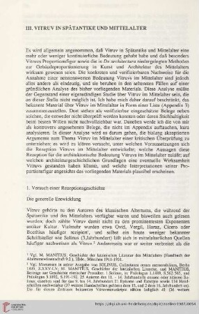III. Vitruv in Spätantike und Mittelalter