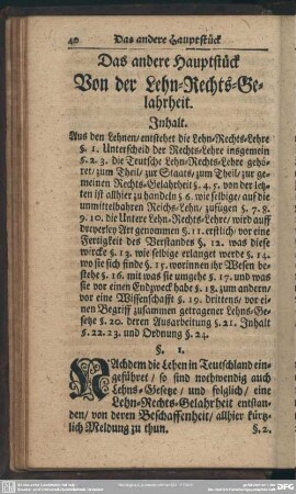 Das andere Hauptstück. Von der Lehn-Rechts-Gelahrheit