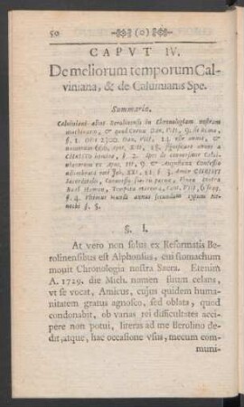 Caput IV. De meliorum temporum Calviniana, & de Calvinianis Spe.