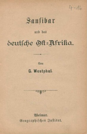 Sansibar und das deutsche Ost-Afrika