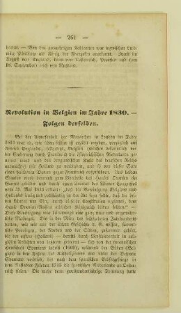 Revolution in Belgien im Jahre 1830. - Folgen derselben.