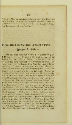 Revolution in Belgien im Jahre 1830. - Folgen derselben.