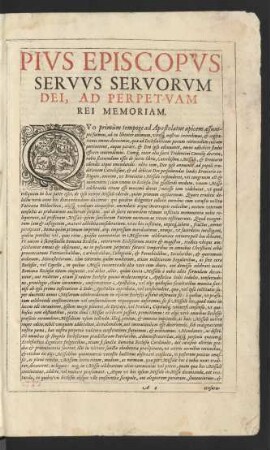 Pius Episcopus Servus Servorum Dei Ad Perpetuam Rei Memoriam.