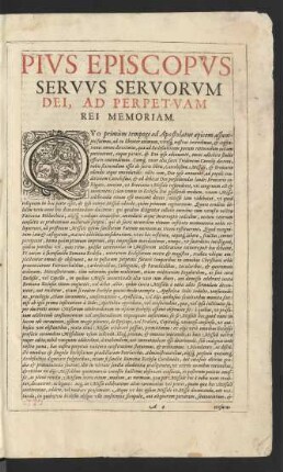 Pius Episcopus Servus Servorum Dei Ad Perpetuam Rei Memoriam.