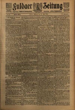 Erste Ausgabe vom Mittwoch, den 22. Juni 1910.