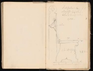 Skizzenbuch: Handskizzen von 1885: Kirchenbank