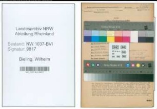 Entnazifizierung Wilhelm Bieling , geb. 26.01.1901 (Desinfektor)