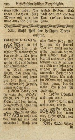 XIII. Aufs Fest der heiligen Dreyeinigkeit