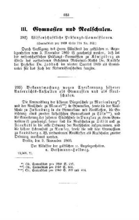 Wissenschaftliche Prüfungs-Commissionen : [III. Gymnasien und Realschulen]