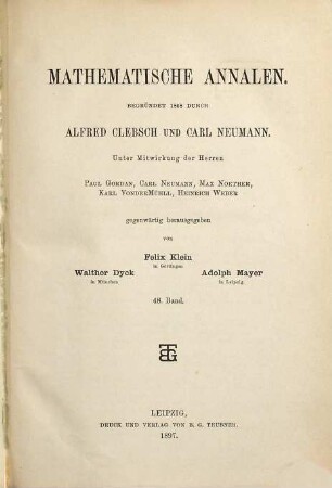 Mathematische Annalen. 48. 1897