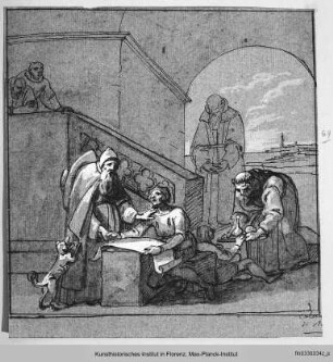 Cristoforo Colombo und sein Sohn Diego als Gäste im Kloster Santa Maria di Rabida - Cristoforo Colombo und sein Sohn Diego als Gäste im Kloster S. Maria di Rabida