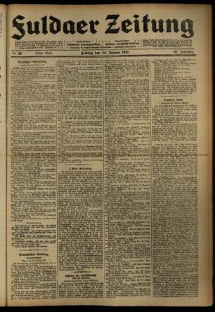 Erste Ausgabe vom Freitag, den 24. Januar 1913.
