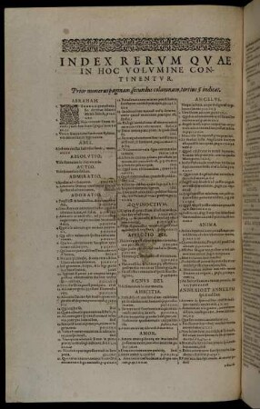 Index Rerum Quæ In Hoc Volumine Continentur.