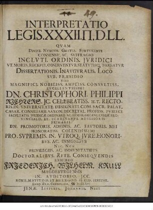 Interpretatio Legis. XXXII. P. D. LL.