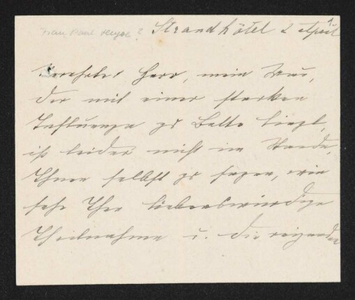 Brief von Anna Heyse an Gerhart Hauptmann