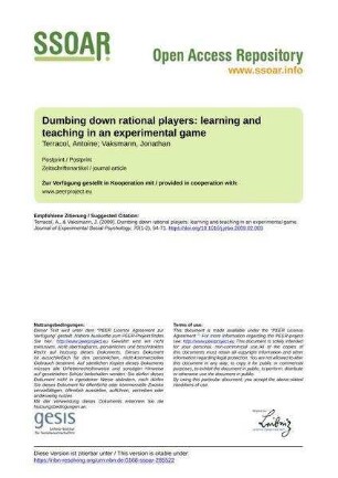 Dumbing down rational players: learning and teaching in an experimental game