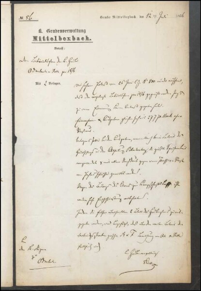Betriebskosten, Visitation, Verringerung der Belegschaft der
                        Steinkohlengrube Odenbach-Roth