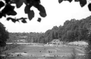 Müllheim: Blick auf das Stadion; vom oberen Waldrand