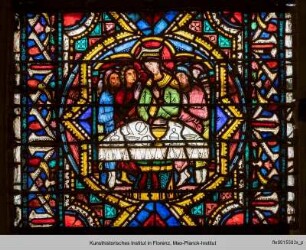 Typologischer Zyklus der Apsisfenster : Mittelfenster A-VII : Gastmahl des Artaxerxes