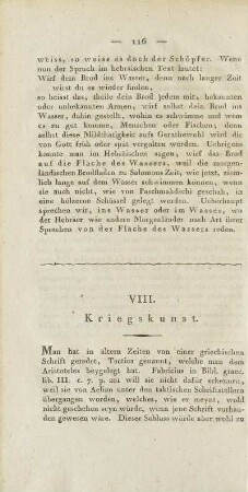 VIII. Kriegskunst.