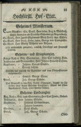 Hochfuerstl. Hof-Etat