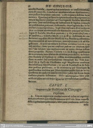 Caput I. doctrinae de Conjugo explicat