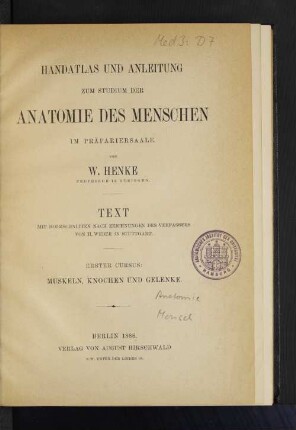 Cursus 1, Text: Muskeln , Knochen u. Gelenke : Text