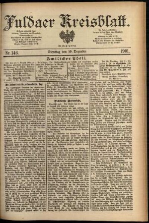 Erste Ausgabe vom Dienstag, den 10. Dezember 1901.