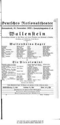 Wallenstein [Wallensteins Lager; Die Piccolomini]