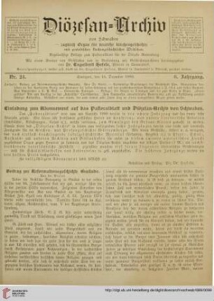 Einladung zum Abonnement auf das Pastoralblatt und Diözesan-Archiv von Schwaben