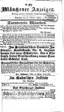Neueste Nachrichten aus dem Gebiete der Politik. 1867, [a] = Münchener Anzeiger, 10 - 12