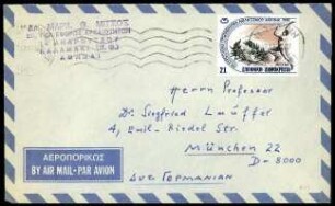 Umschlag M. Mitsos an S. Lauffer