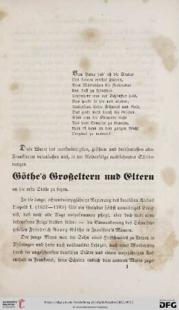 Göthe´s Großeltern und Eltern