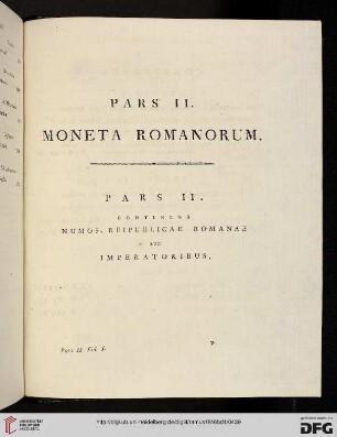 Pars II: Moneta romanorum