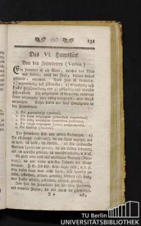 Das VI. Hauptstück. Von den Zeitwörtern (Verbis.)