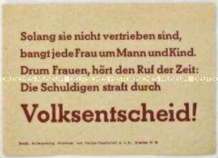 Handzettel mit Hinweisen zum Ausfüllen des Stimmzettels für den Volksentscheid zur Enteignung der Nazi- und Kriegsverbrecher