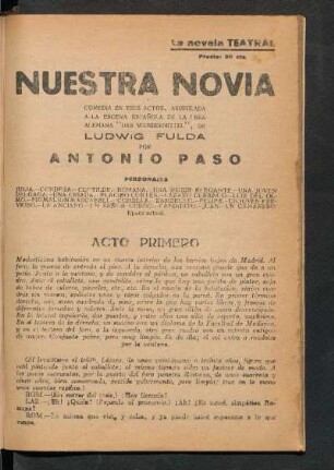 Nuestra novia : comedia en tres actos