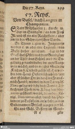 57. Reys. Von Basel, nach Langres in Champanien
