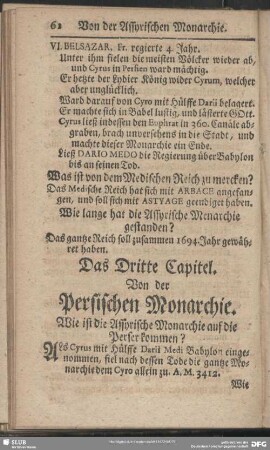 Das Dritte Capitel. Von der Persischen Monarchie
