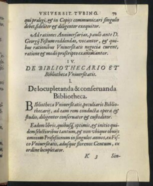 I. De locupletanda et conservanda Bibliotheca.