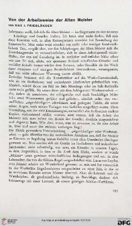 Von der Arbeitsweise der Alten Meister