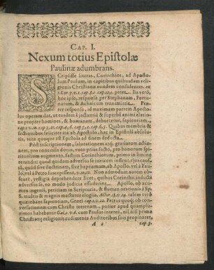 Cap. I. Nexum totius Epistolae Paulinae adumbrans.