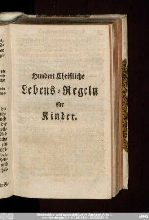 Hundert Christliche Lebens-Regeln für Kinder.
