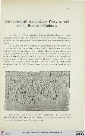 17: Die Grabschrift des Dichters Pacuvius und des L. Maecius Philotimus