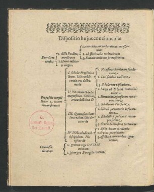 Dispositio huius conciunculae.