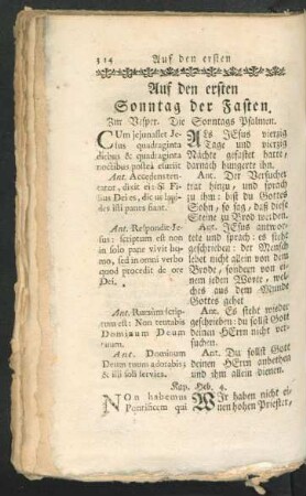 Auf den ersten Sonntag der Fasten