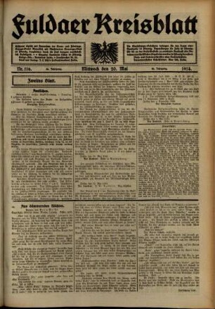 Zweite Ausgabe vom Mittwoch, den 20. Mai 1914.