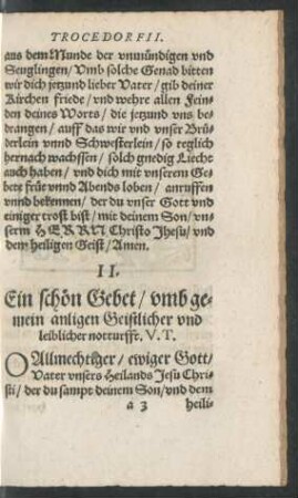 II. Ein schön Gebet/ umb gemein anligen ...